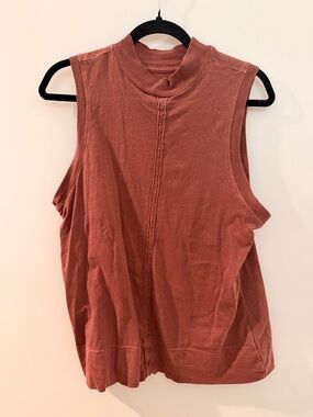 Anthropologie Sleeveless Mock Neck Top in Rust Red